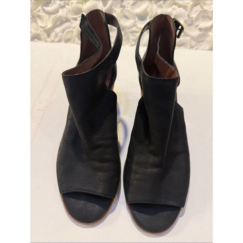 Lucky Brand Black Open-Peep Slingback Heels